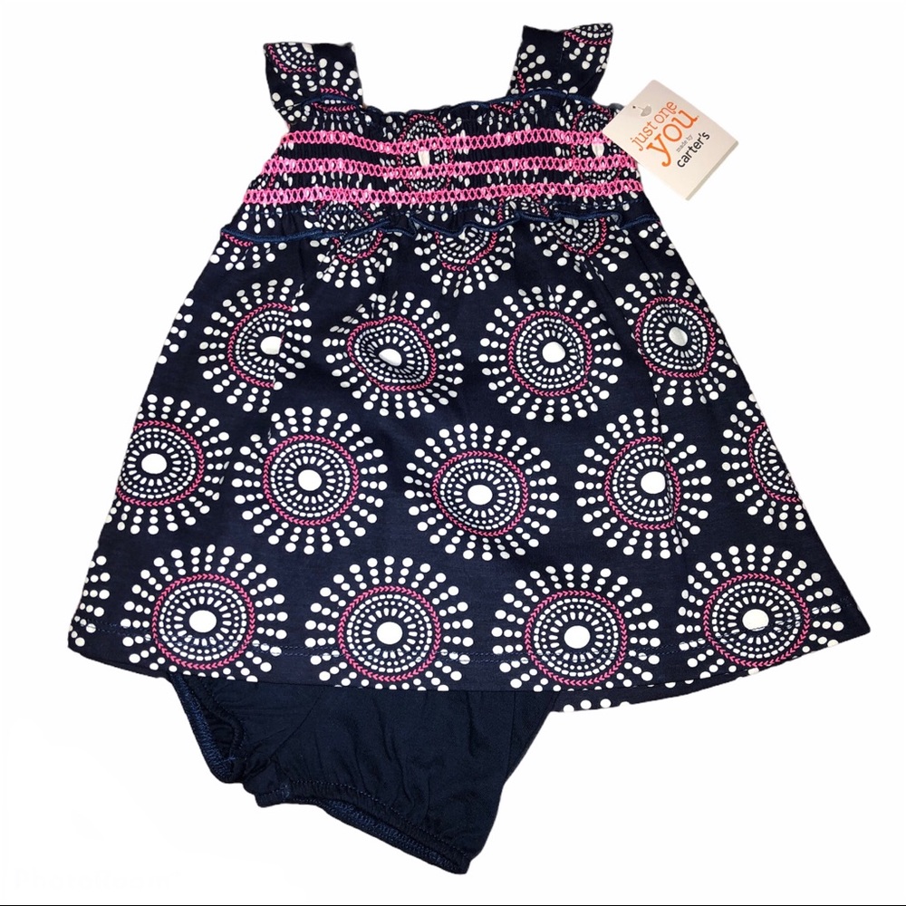 Carter’s Baby Girl 3 M Navy Dress Smock Top - Picture 2 of 4